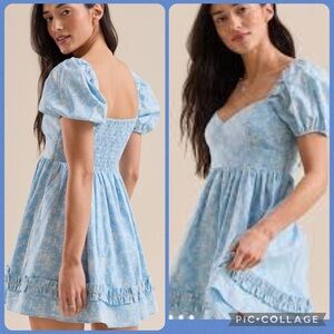 ALTAR'D STATE NWOT Maggie Floral Babydoll Mini Dress sz Large, 15" PTP